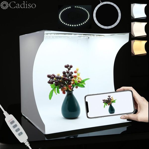 

onsumer electronics cadiso 31cm studio pbox pgraphy lighting tent kit lightbox p background ring light soft box for mobile ph