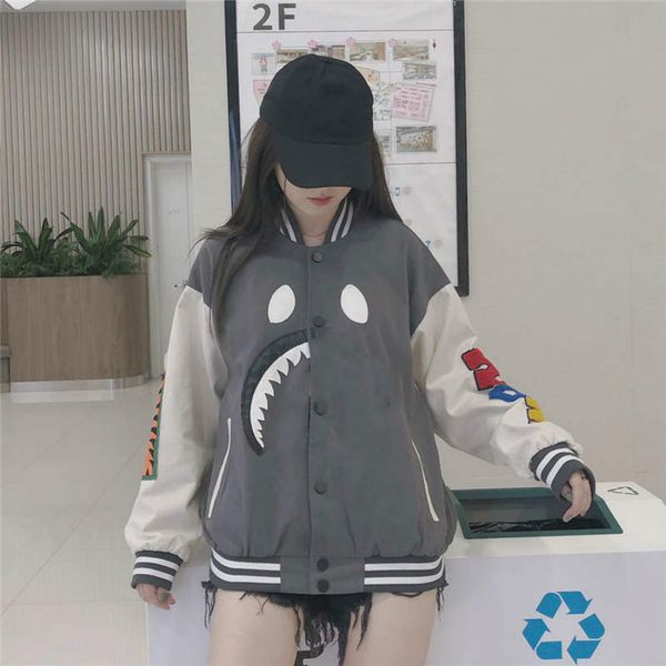 

mens jackets hip hop streewear spring winter coat men jacket coats pattern shark mouth windbreaker size m-2xl, Black;brown