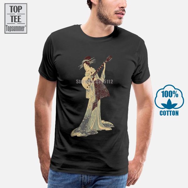 

fashion design shirts straight o-neck short sleeve men cotton novelty design japanese theme geisha guitar t shirt shirts