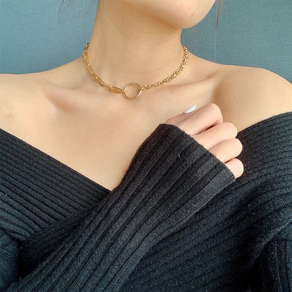

timeless wonder brass glam geo chains choker necklace women jewelry punk designer ins trendy hiphop party ins fancy 5421, Golden;silver