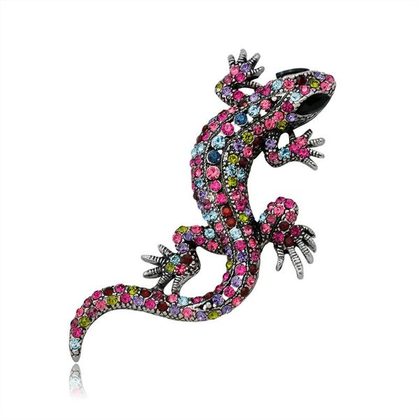 

pins, brooches sale crystal vintage lizard brooch for women jewelry metal enamel pins men suit animal clothing accessories, Gray