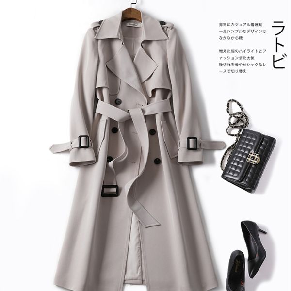

windshield women's mid-long style in early autumn of 2020 new korean style small popular british wind-knee overcoat spring, Tan;black