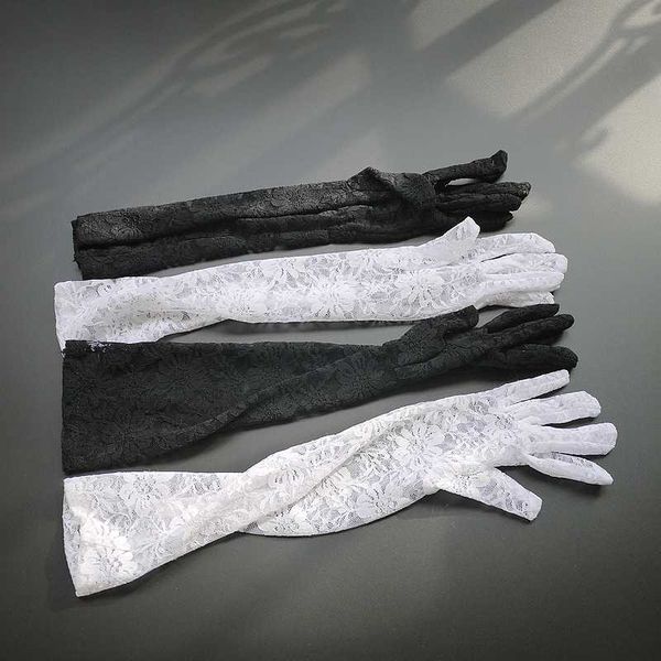 

black lace long gloves thin sunscreen gown gloves party cocktail party annual lace long, Blue;gray