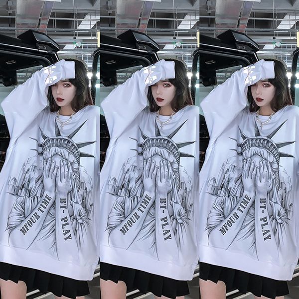

2020 new wear wearsweater couple wearmen's spring and autumn printed round neck sweater reflective letter loose couple wear yyt0k, Black