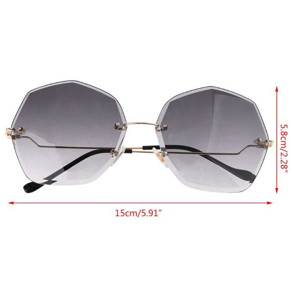 

sunglasses fashion women trend polygon irregular frameless street pography glasses 2xpc, White;black