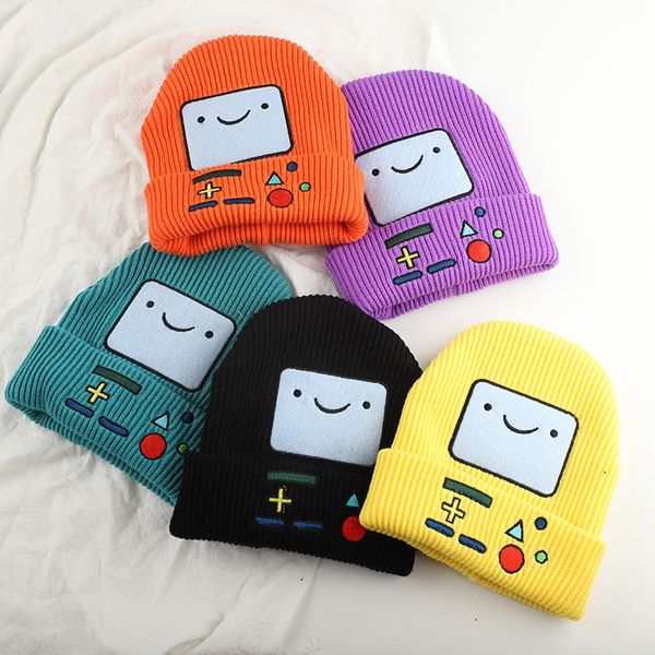 

women girls embroidery cartoon beanie box face autumn winter hat cute hat cycling running outdoor 2020 new, Blue;gray