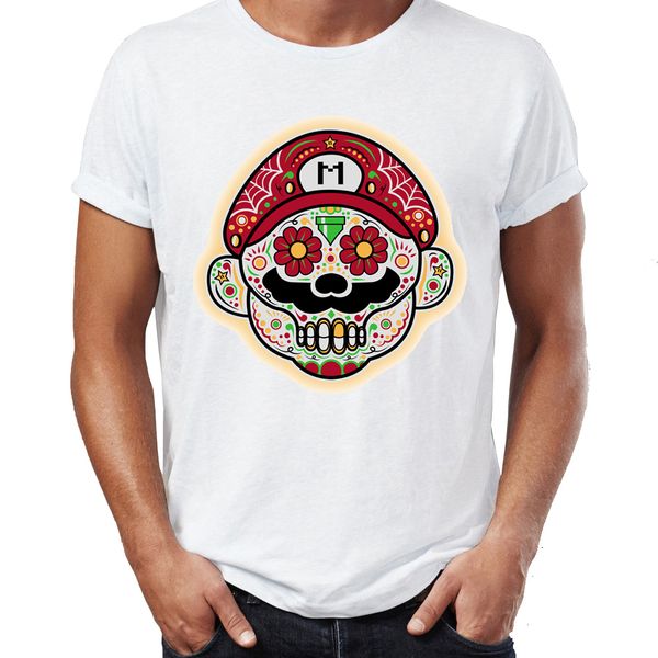 

men's t shirt sugar skull link and mario awesome gaming tee