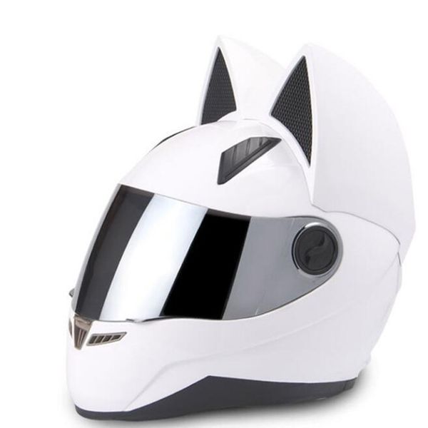 

motorcycle helmets nitrinos brand men women personality cat helmet capacete dot white full face racing
