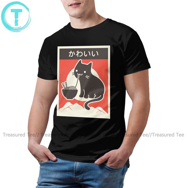 

japanese cat t shirt kawaii vintage style t-shirt 100 cotton short sleeves tee shirt cute casual male tshirt