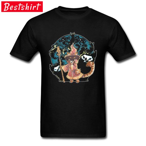 

nekomancer necromancer cat neko t shirt wizard hunters pharaoh skeletal mage cat tshirts men cotton hallowmas demon