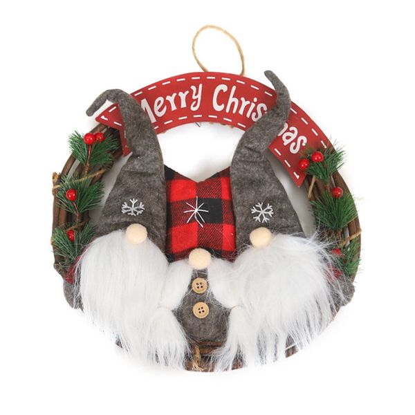 

new year faceless gnome doll pendant diy rattan wreath ring doll window hanging ornaments christmas tree pendants