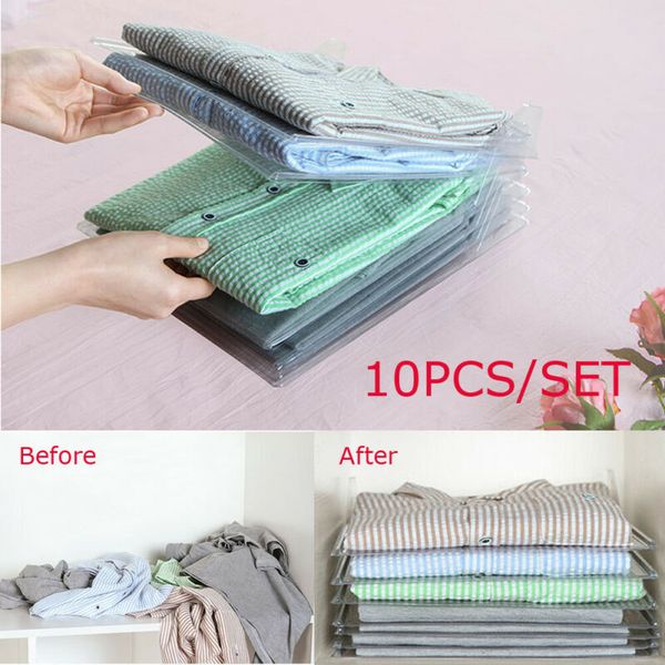 

10pcs reusable household fast clothes fold board closet drawer stack organizer space saving wardrobe a4 document folder