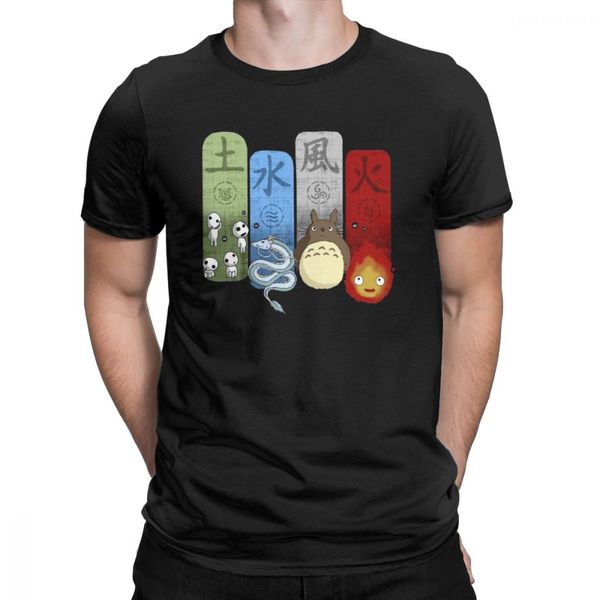 

studio ghibli футболки для мужчин тоторо аниме новизна хлопок tee shirt o-образным вырезом с коротким рукавом футболки мужчин хлопка тис str