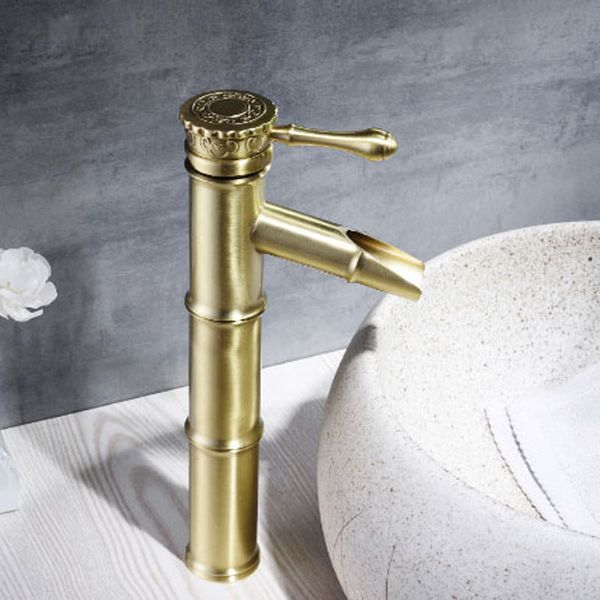 

new chinese style antique copper all faucet and cold water basin faucet heightening the stage basin sinks bamboo bibcock
