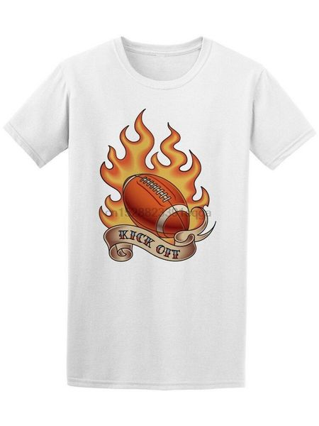 

american football ball in flames men tee -image by harajuku funny tee shirt