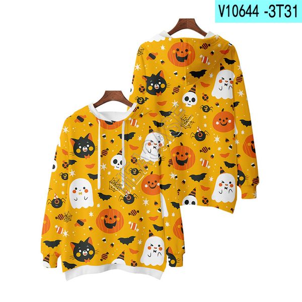 

женщины halloween hoodie плюс размер капюшоном свитер тыквы черепа призрак футболки топы мультфильм толстовка hallowmas фестиваль партии оде, White
