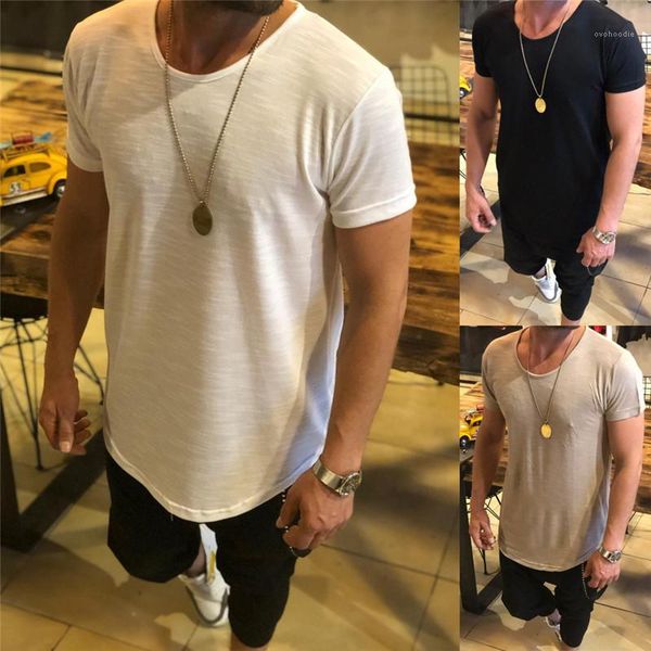 

draped t shirt summer homme pure color tees casual homme crew neck short sleeve tshirt mens designer straight, White;black
