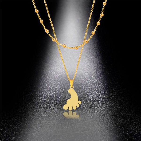 

pendant necklaces double-layer bead necklace female super fairy small many stacked choker clavicle chain net red simple foot neck, Silver