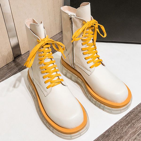 

women ankle boots white fashion women leather boots cross strap zipper high heel winter shoes woman platform booties lady shoes, Black