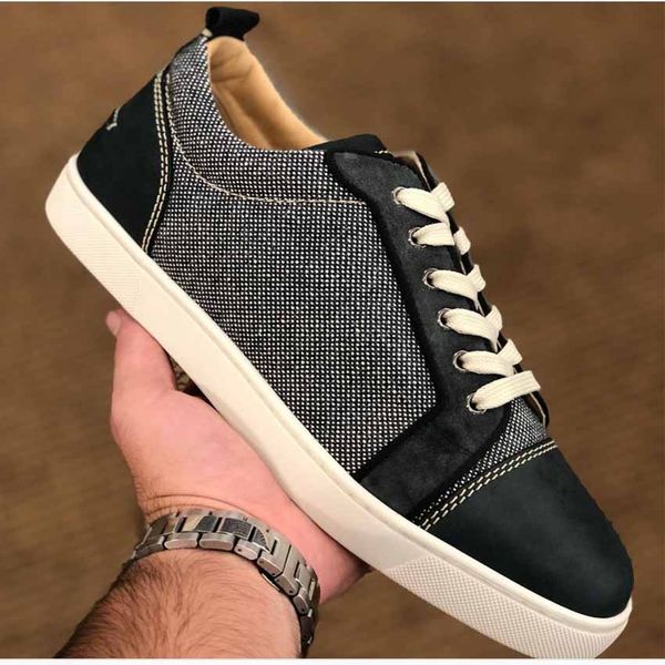 

с коробкой 2020 красного днищем обувью для женщин людей платформы красной нижних sneaker серого холст с бархатом аппартаментов тренеров случ, Black