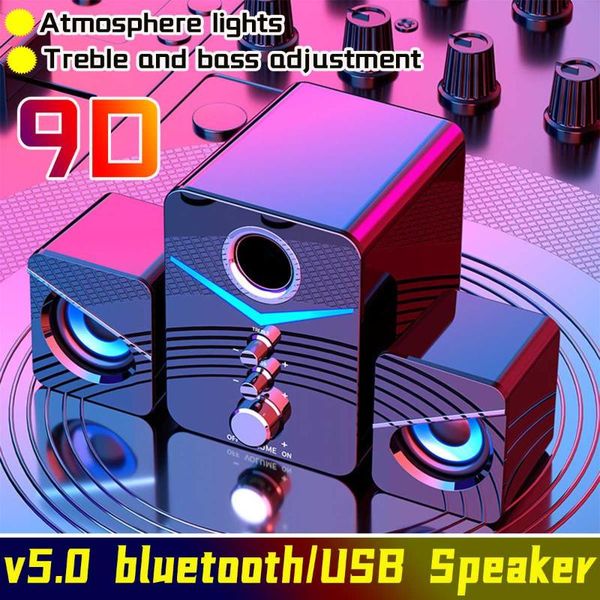 

portable v5.0 bluetooth subwoofer mini speakers computer speakers bass stereo sound speaker box for pc phones usb 3.5mm wired