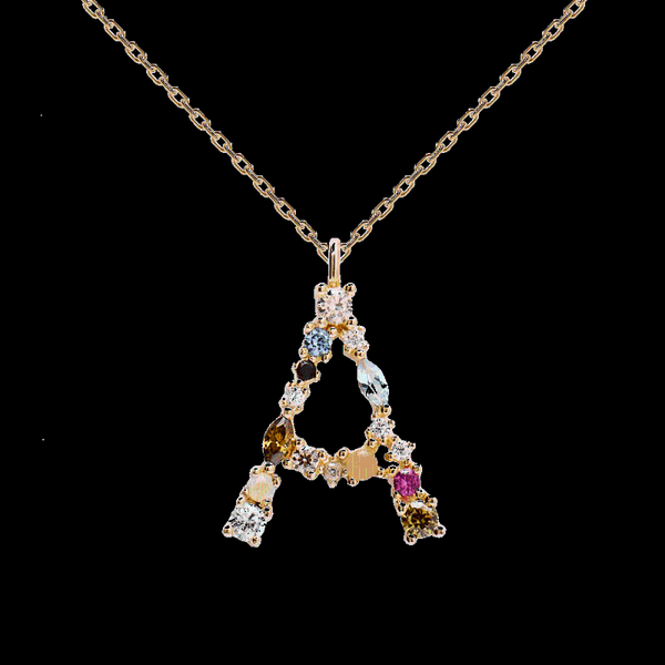 

2020 fashion necklace for women,letter a pendant crystal rhinestone chain necklace chains jewelry gift, Silver