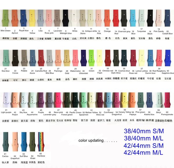

65colors soft silicone strap watch band for watch series 1 2 3 4 5 38mm 42mm 40mm 44mm vs fitbit