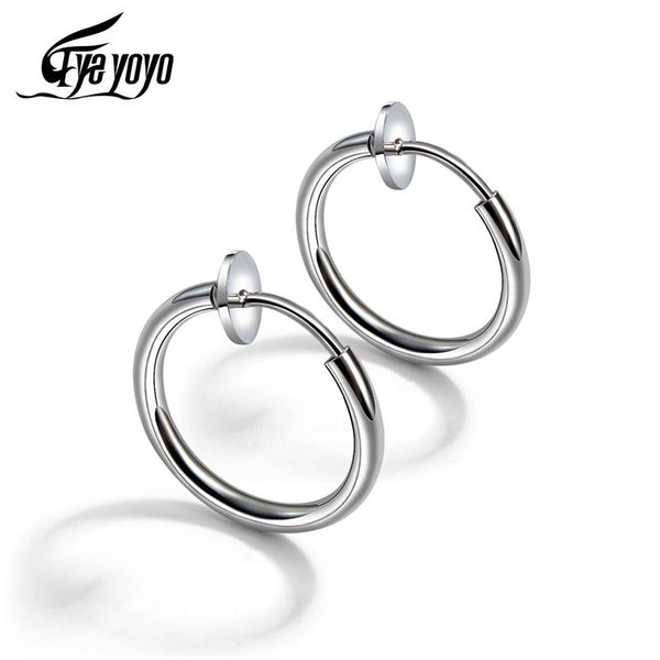 

eyeyoyo s black elegant simple retractable earrings women stainless steel brincos, Golden;silver