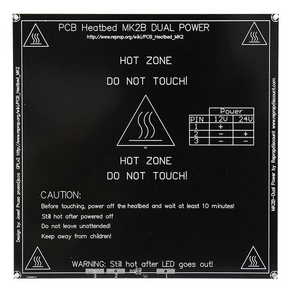 

3d printer heatbed 2b dual power pcb plate bed for prusa & mendel black