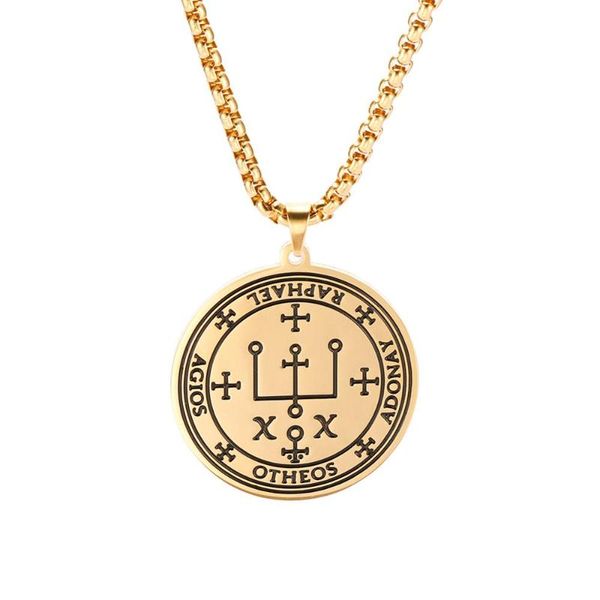 

michael raphael uriel gabrie talisman angel men pendant&necklace women stainless steel vintage jewelry, Silver