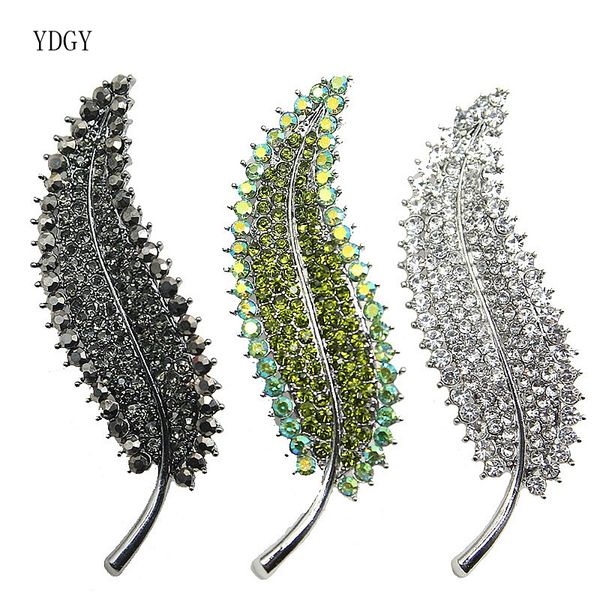

pins, brooches ydgy fashion luxurycolour color leaf for women rhine stonecrystal brooch pins coat dress jewelry, Gray