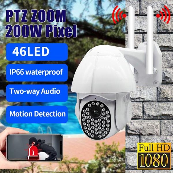 

1080p hd водонепроницаемые 355 ° ptz wifi камеры безопасности wirelss ночного видения ip-камера оптический zoom video recorder сша плагин