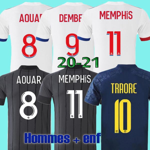 

2021 Olympique Lyonnais Soccer Jerseys MEMPHIS TRAORE FEKIR Football Shirt 20 21 OL LYON AOUAR maillot de foot