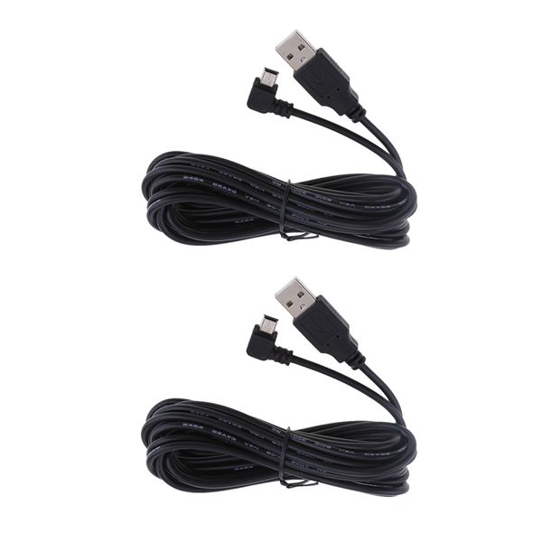 

premium 5v 2a mini usb car charger cable 90 degrees left dvr gps quick charging cable (pack of 2