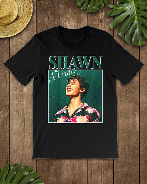 

шон мендес вдохновленный дань подарок для вентилятора vintage style 90с t-shirt black мужская стильная рубашка на заказ tee