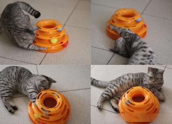 

fashion funny cat pet toy cat toys intelligence triple play disc cat toy balls