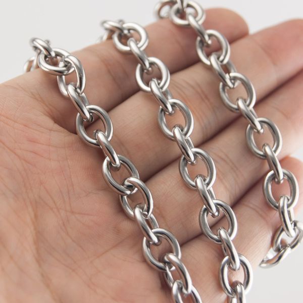 

chains 8mm thick heavy chain necklace men stainless steel o shape rolo for diy jewelry making sell in 10 meter wholesale, Silver
