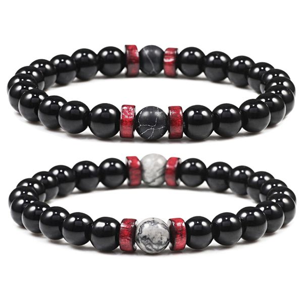 

black light stone bead bracelet handmade natural beads chakra men bracelets tibetan buddha charm jewelry women gift