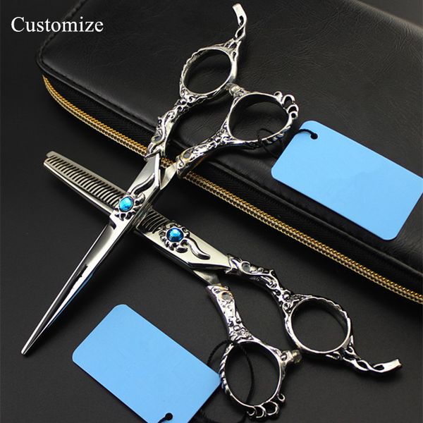 

hair scissors customize professional japan 440c sun flower 6 inch cutting barber curved thinning shears hairdressing