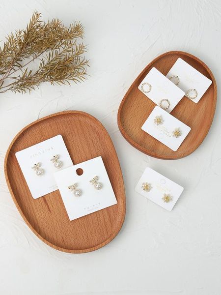 

creative countryside style solid wood vintage brief jewelry display tray earrings rings display plate jewelry props, Pink;blue