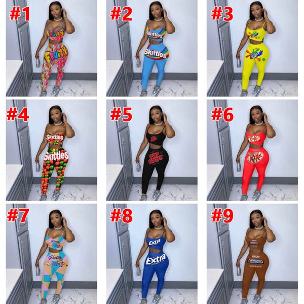 

2020 women tracksuits 2 piece set fashion print sling vest pencil pants outfits ladies new casual t shirt trousers jogging suits ly168, Gray