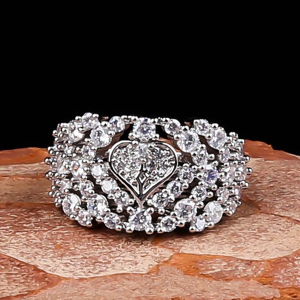 

изысканный посеребренная hallow из love heart cz камень лук кольцо роскошные женщины люкс свадебные партии engagement подарка ювелирных изде, Slivery;golden