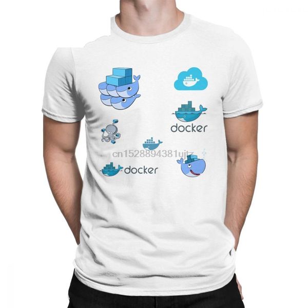 

docker наклейки set t-shirt мужчины хлопок t shirt контейнер сисадмин system software developer размер deployment tee plus одежда