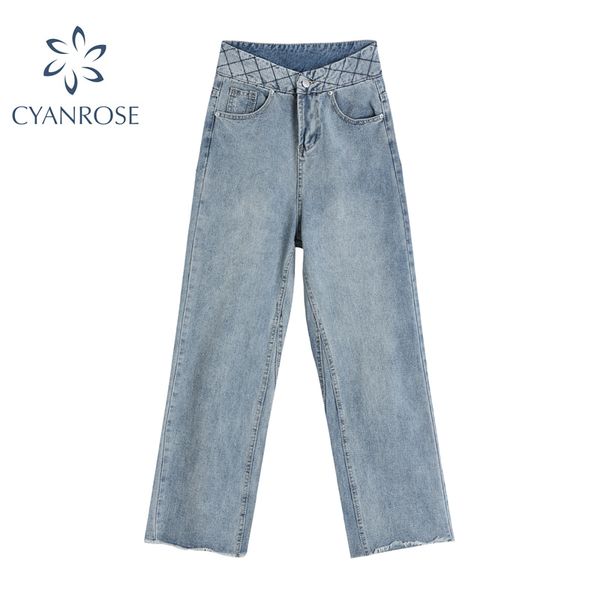 

women's jeans woman straight comfortable jean 2021 autumn high waist causal fashion vintage quality washed boyfriends denim pants, Blue