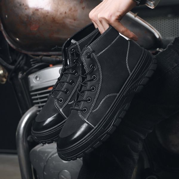 

jitnoho мужской snow boots зима мужчина motorcycle boots lace-up покрытие мужской голеностопная водонепроницаемая обувь осень люди работа 88, Black