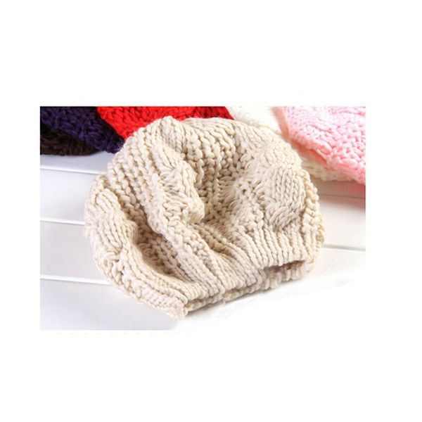 

women's knitted beret hat wool braided hat beanie winter lady women baggy chunky ski cap (beige, Blue;gray