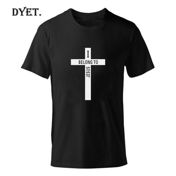 

2019 new summer t shirt mens 100% cotton t-shirts male cross print jesus tee short sleeve boy tshirt black