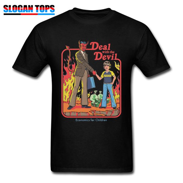 

взрослый tshirt мужчины сделка с дьяволом tshirt новизна экономических детей комиксы конструктора t shirt demon сатанинской топы тис для муж