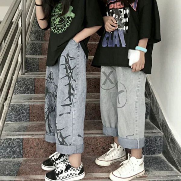 

охладить джинсы женского streetwear rock straight jean femme осень синих штаны streetwear harajuku сыпучие high street джинсы женских, Blue