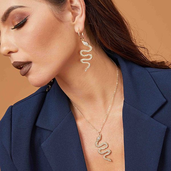 

hoop & huggie 2 pcs/set anime earrings for women long snake chrm piercing pendientes women's fashion jewelry 2021, Golden;silver